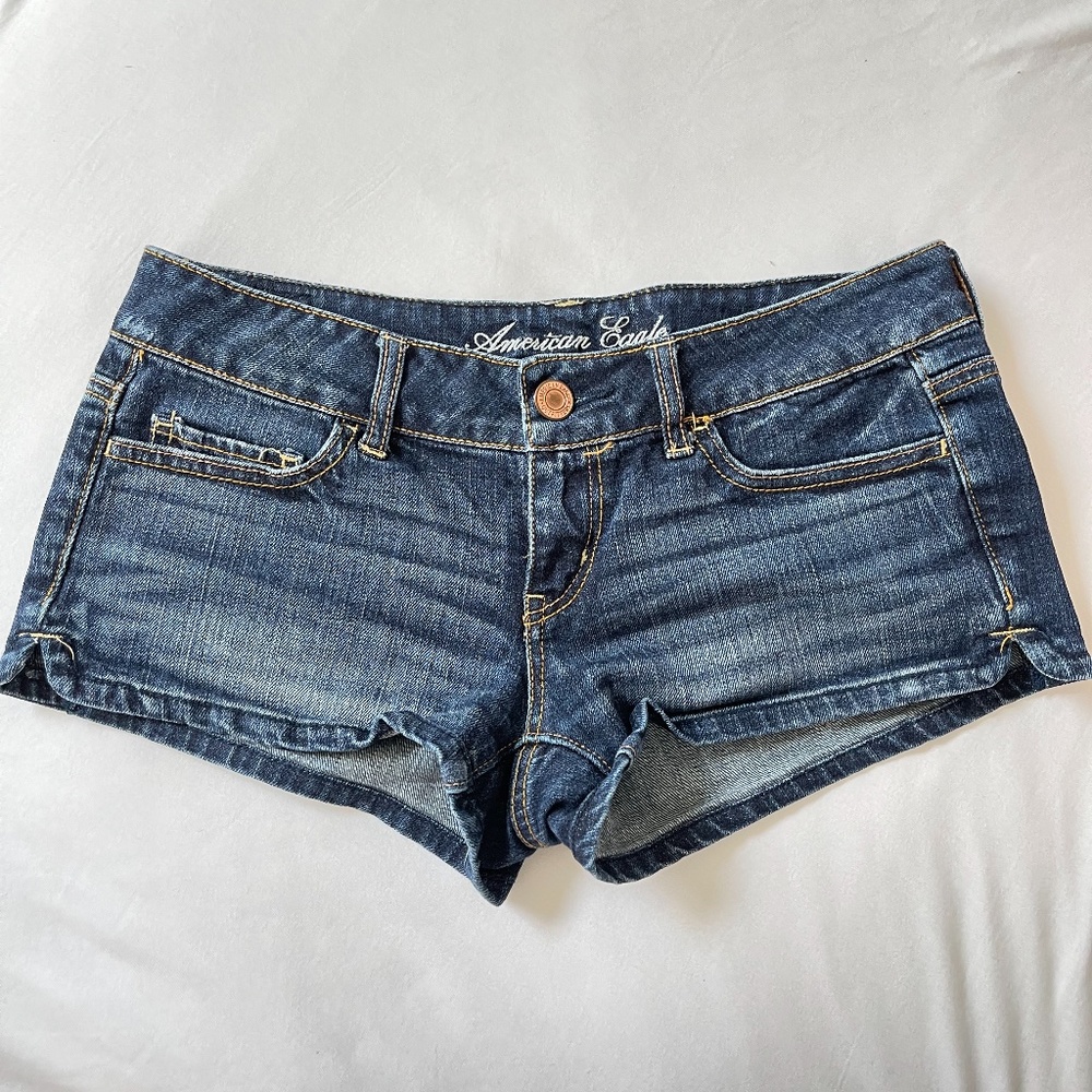 Dark Wash American Eagle Stretch Denim Shorts